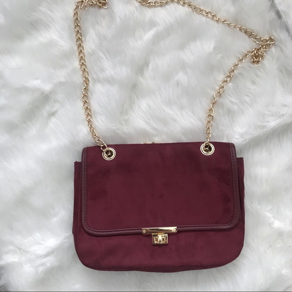 Faux Sued Burgundy Purse
